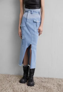 ASYSMETRIC SKIRT - Jeansrock - Light Blue