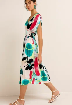 Next PRINT V-NECK MIDI - Freizeitkleid - White Abstract -Angebote Stil Tage Store 139ca4771e104b118865a57b147a310a