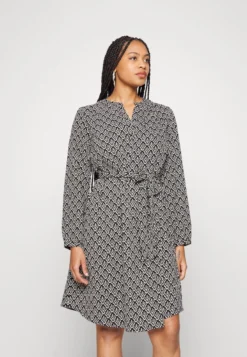 ONLY CARMAKOMA Freizeitkleid - Black/geometric Cloud Dancer