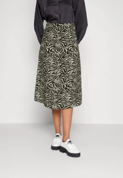 OBJLEONORA - Bleistiftrock - Blackaop/sandshell Animal