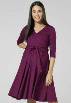 Z WIĄZANIEM W TALII - Freizeitkleid - Pflaume