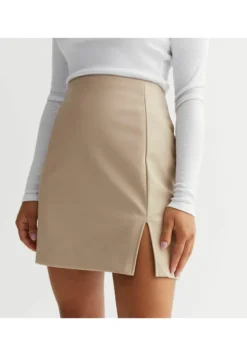 New Look PETITE STONE LEATHER LOOK - A-Linien-Rock - Stone -Angebote Stil Tage Store 311b10abb1b44e28b33437d07ef8c26a