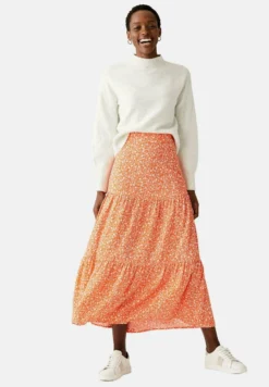 Marks & Spencer FLORAL TIERED - A-Linien-Rock - Orange Mix