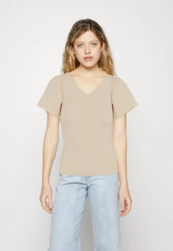 Vero Moda VMGINNY V NECK - T-Shirt Basic - Eggnog