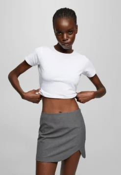 PULL & BEAR WITH WAVY SLIT - A-Linien-Rock - Grey