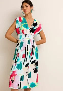 Next PRINT V-NECK MIDI - Freizeitkleid - White Abstract -Angebote Stil Tage Store 62244ab76dbc4bd6bc6ba077c6dbe4a6 1