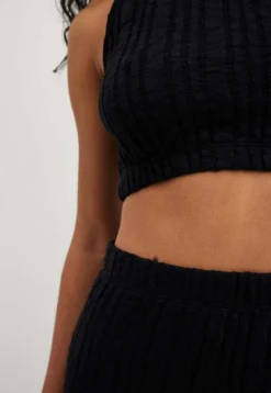 NA-KD STRUKTURIERTER MIT SCHLITZDETAIL - Maxirock - Black -Angebote Stil Tage Store 6546ac32483f42bfa5bfd2d606766483