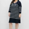 Sheego Jerseykleid - Nachtblau Weiß