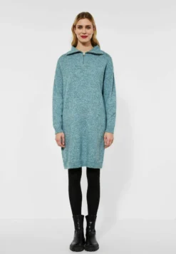STREET ONE MIT TROYERKRAGEN - Strickkleid - Türkis