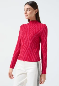 Straight Fit Turtleneck Long Sleeved - Bluse - Red -Angebote Stil Tage Store 83ebca1a77874ec59d8fe3da9884cacd