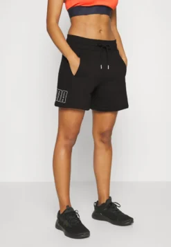 Puma POWER COLORBLOCK HIGH WAIST - Kurze Sporthose - Black