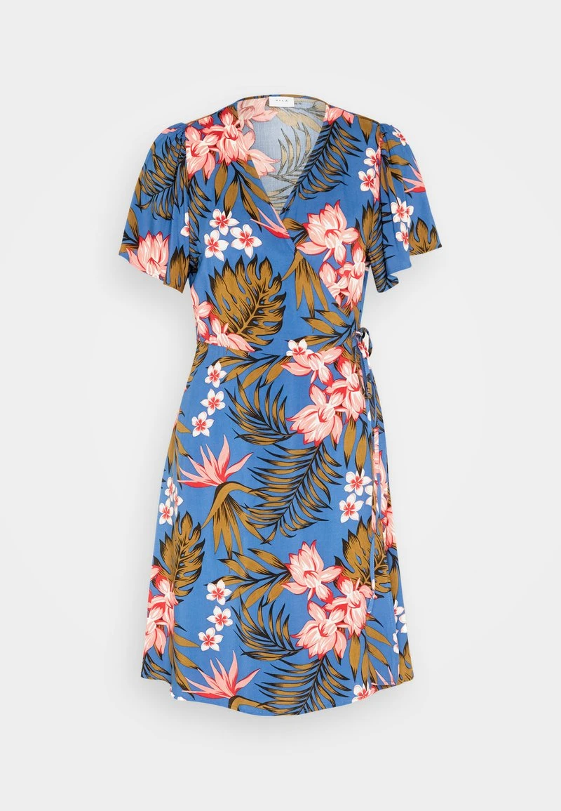 Vila VIMAYA WRAP SHORT DRESS - Freizeitkleid - Federal Blue/tropical 5 Vila VIMAYA WRAP SHORT DRESS - Freizeitkleid - Federal Blue/tropical - Image 5
