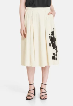 Taifun MIT PLATZIERTEM FLORAL-PRINT - A-Linien-Rock - Light Creme Gemustert