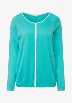 RUNDHALS, RÜCKEN-ZIERPASPEL - Langarmshirt - Türkis