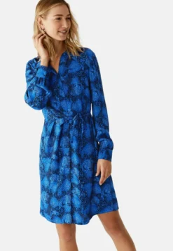 Marks & Spencer BELTED SNAKE PRINT - Blusenkleid - Blue Mix