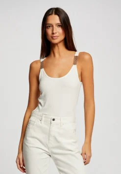 MORGAN TANK WITH EMBELLISHED - Top - Off White
