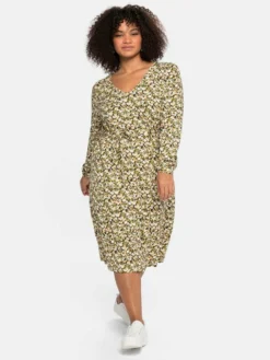 Sheego Jerseykleid - Dunkeloliv Bedruckt