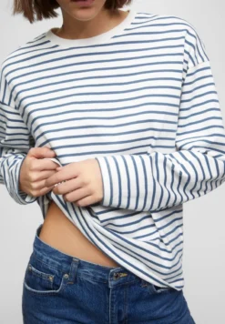 PULL & BEAR STRIPED - Langarmshirt - Blue Denim -Angebote Stil Tage Store fd1ec64535284233b9aa89556b0fa9a9